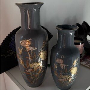 vintage Japanese floral vases